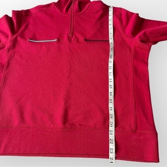 Tommy Hilfiger Y2K Sweatshirt Quarter Zip Red XL - Picture 14 of 14